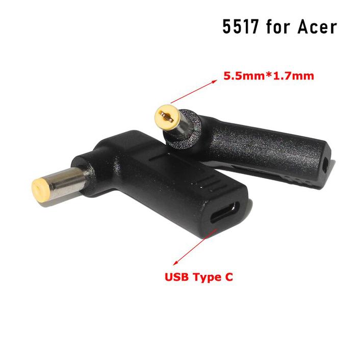 Gambar Konektor USB C to DC Male Plug USB-C Power Adapter Charger Laptop - 5.5x1.7(Acer) dari reva ramadani undefined Tokopedia