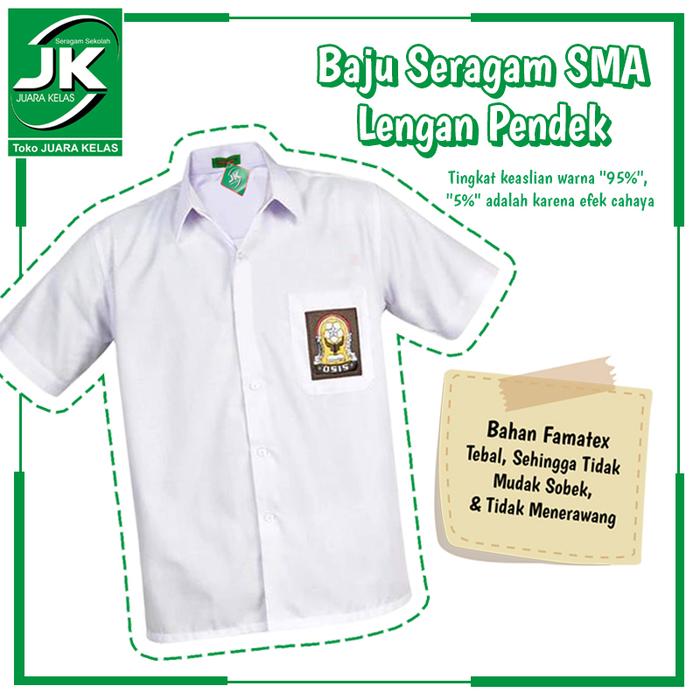 Gambar [JK] Baju Seragam Sekolah Baju Atasan SMA Lengan Pendek - Seragam Sekolah Sekolah Menengah Atas - Size 14 dari Toko Juara Kelas undefined Tokopedia