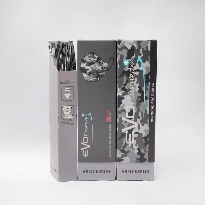 Gambar Masker Medis Camo 4ply EVO Plusmed 4D Army Series - Abu-abu dari Evoplusmed_NEW undefined Tokopedia