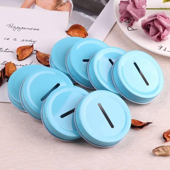 Gambar BALL MASON JAR - Piggy Bank Coin Slot Lid Regular 7cm Tutup celengan - Biru Muda dari Tweedestuffs Jars undefined Tokopedia