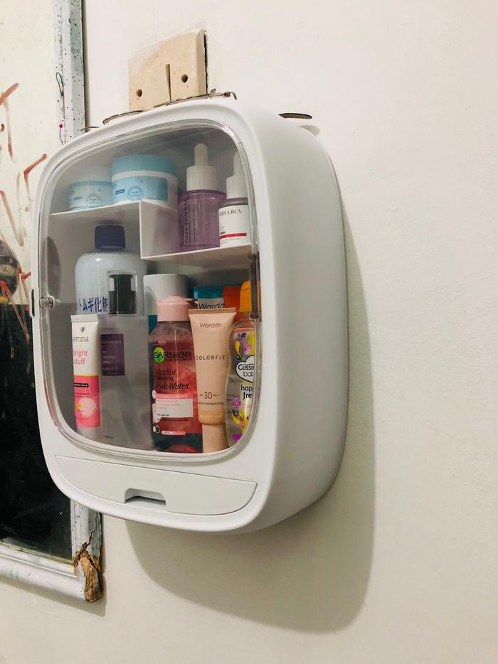 Gambar RAK PENYIMPANAN KOSMETIK DINDING GANTUNG DINDING/WADAH KOSMETIK OVAL - PACK BIASA, Biru dari Grosir Kosmetik Yogya12 undefined Tokopedia