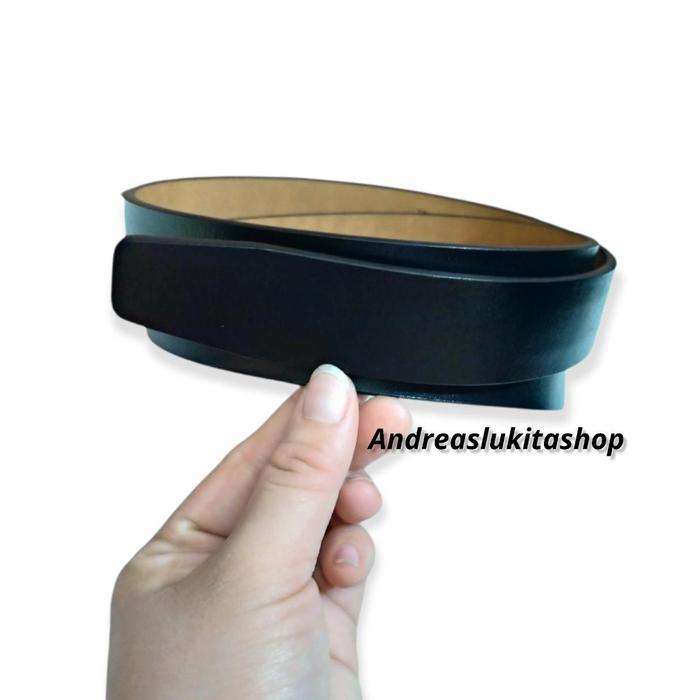Gambar Tali Ikat Pinggang Tali Gesper Tali Kulit Model Rel Kulit Asli - Hitam, 3.5cm dari AndreasLukitaShop undefined Tokopedia