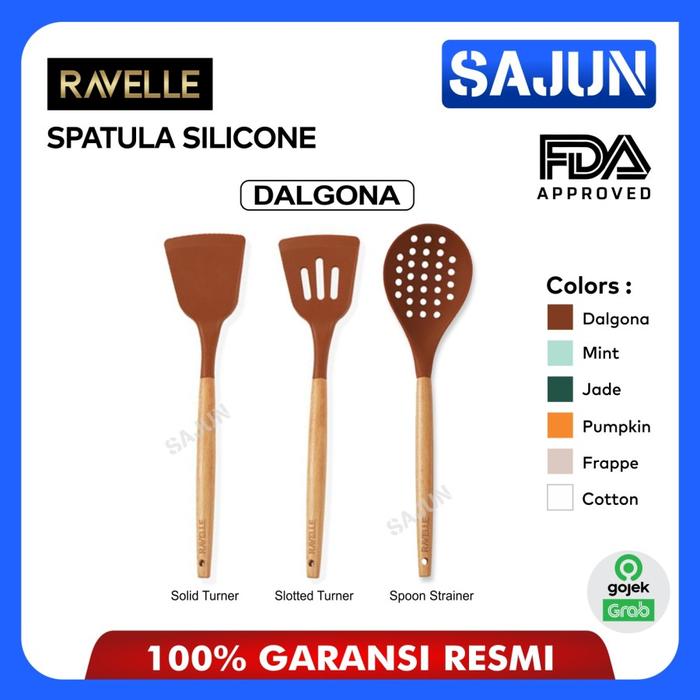 Gambar RAVELLE Silicone Spatula Sutil Slotted/Solid Turner Spoon Strainer - SOLID TURNER, COTTON dari Sajun Electronic Tangerang undefined Tokopedia