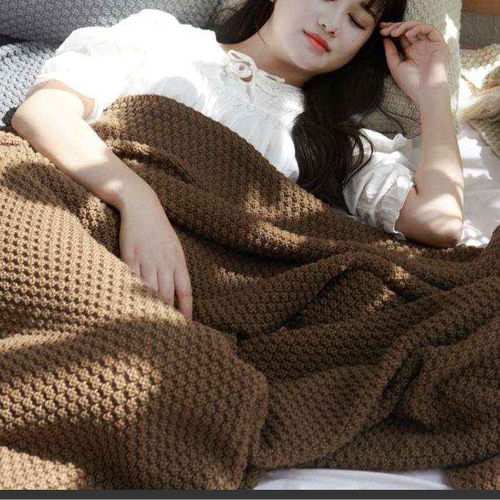 Gambar Selimut rajut hangat premium bed cover double lembut dewasa halus - Brown 130x170cm dari Homvie undefined Tokopedia