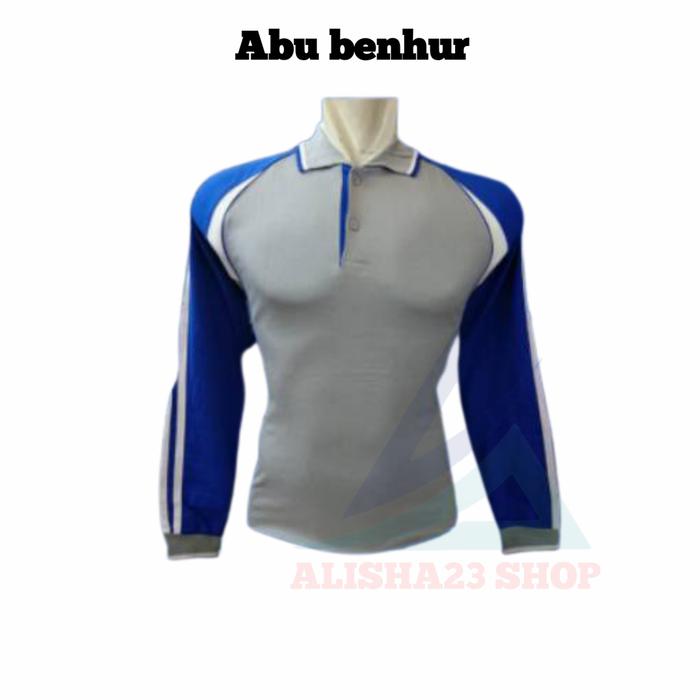 Gambar BAJU OLAHRAGA BERKERAH LENGAN PANJANG PRIA WANITA KAOS KERAH TERBARU - Abu Benhur, M dari ALISHA SPORTWEAR undefined Tokopedia