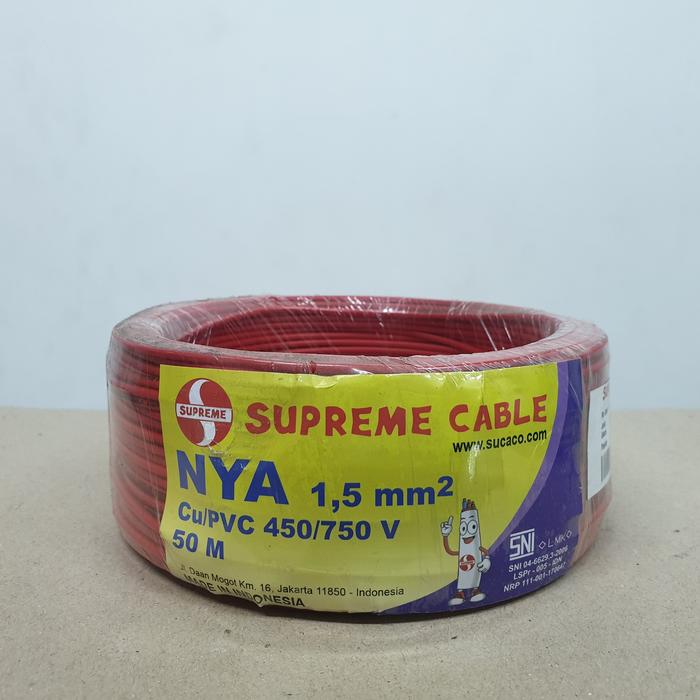 Gambar Kabel Supreme NYA 1,5mm Biru Hitam Kuning Hijau Merah 50 meter - Merah dari JUNG Brothers undefined Tokopedia