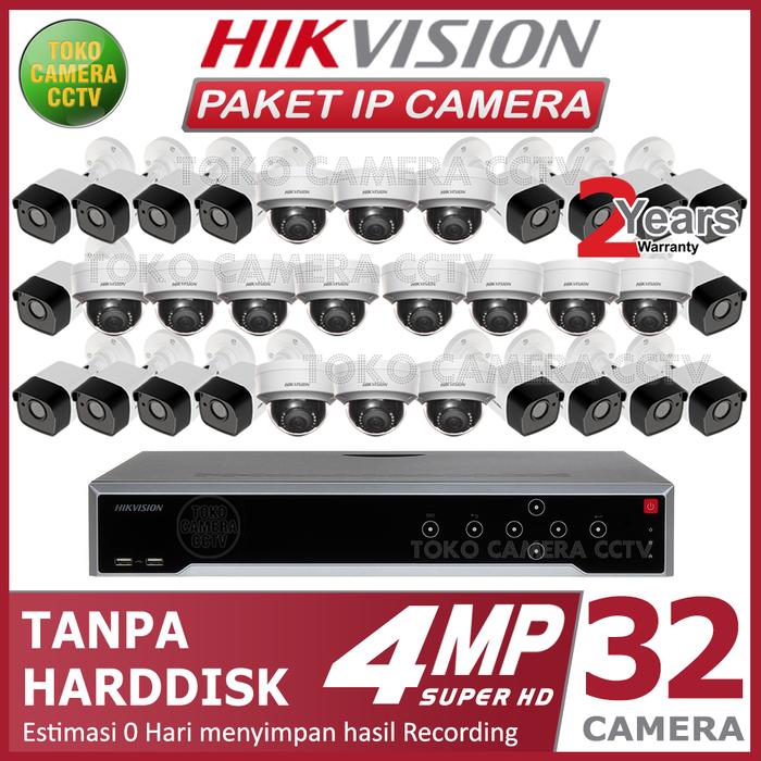 Gambar PAKET IP CAMERA HIKVISION 4MP 32 CHANNEL 32CAMERA - Tanpa Harddisk dari TOKO CAMERA CCTV undefined Tokopedia