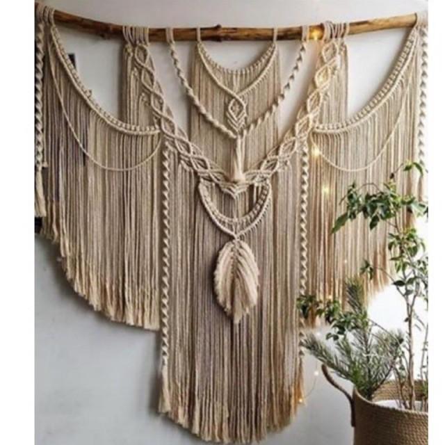Gambar Hiasan dinding makrame rajut / macram home decor Biege Vintage dari Timandco undefined Tokopedia