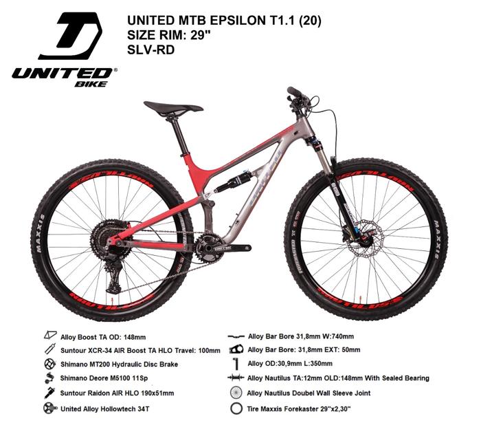 Epsilon T1 Mtb United Full Suspension United Epsilon MTB Bicycle