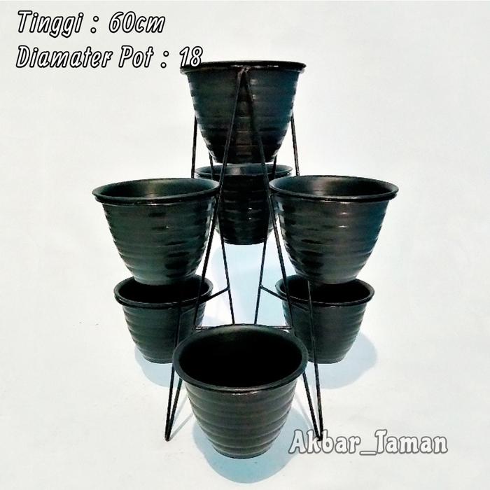 Gambar Standing Rak Pot Tanaman Lobang 7 Tingkat/Susun - Hitam dari Akbar Taman undefined Tokopedia