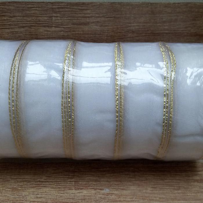 Gambar Pita Organdi List Emas size 1,5 inch atau 2,5 cm Roll - putih list dari in's ol shop undefined Tokopedia