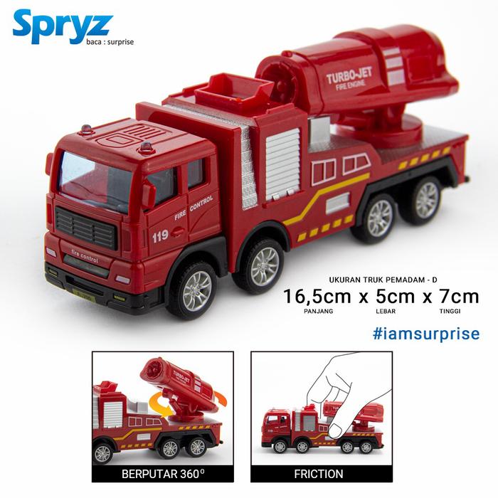 Gambar Spryz Construx 1:55 Truk Pemadam - Mainan Miniatur - Type D dari LITTLE SPRYZ undefined Tokopedia