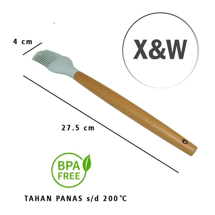 Gambar X&W Alat Masak Silicone Sutil Tanas Panas Anti Leleh OR-203 Tosqa Series Kayu Food Grade Tahan Panas 200c Kitchenware - OR203K dari X&W undefined Tokopedia
