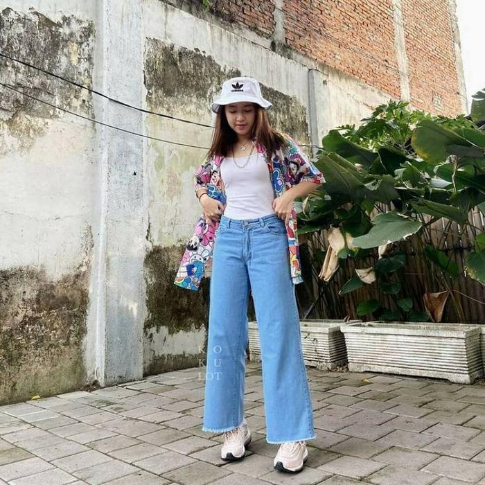 Gambar Celana Jeans Kulot Wanita Rawis Highwaist Premium - Biru, 30 dari Faris Store_NEW undefined Tokopedia