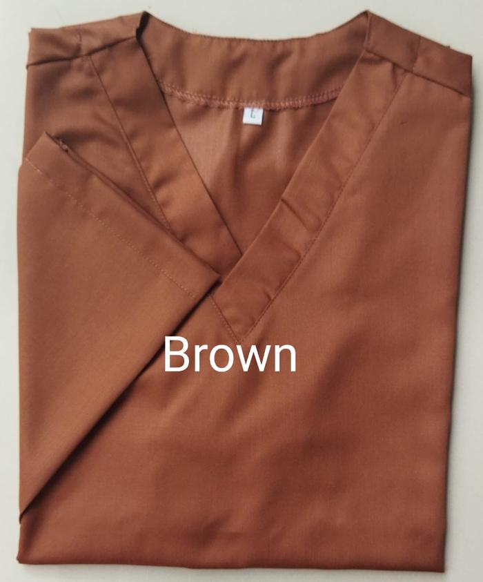 Gambar Baju OK OKA Lengan Panjang Dokter Perawat Petugas medis FREE BORDIR - Brown, XL dari Ratu Hijab cilacap undefined Tokopedia