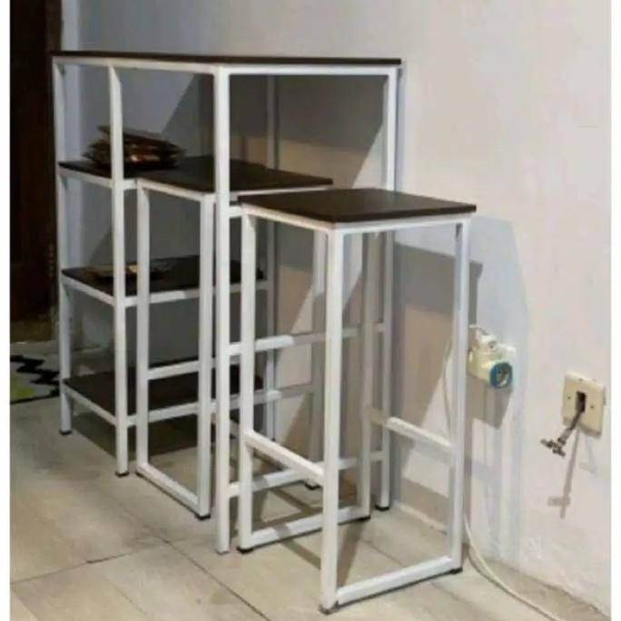 Gambar Mini Bar set / Meja Bar / Meja Makan / Meja Dapur / Minimalis Model - Besi Putih dari pithalokak undefined Tokopedia