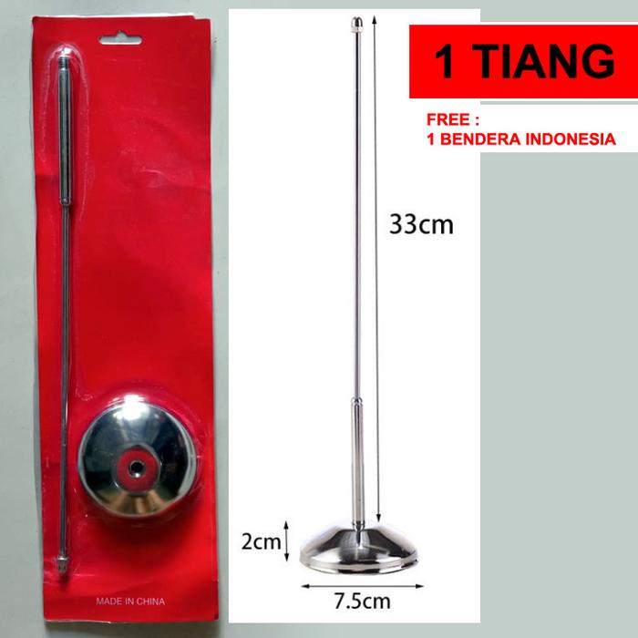 Gambar V - Stand Tiang 1/2/3 Bendera Meja - Stainless Steel Flag Pole - 1 Tiang dari mushikyo undefined Tokopedia