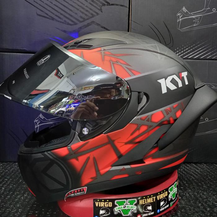 Gambar KYT HELM FALCON FR SPIKE BLACK RED DOFF+VISOR IRIDIUM+SPOILER - Spike Red V.sil, M dari jodoh Helmet undefined Tokopedia
