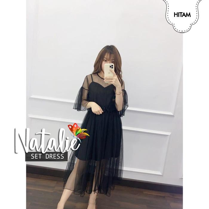 Gambar Dress nataliee dress midi pesta imlek dress all size tile plus furing - Hitam dari YutakaOls undefined Tokopedia