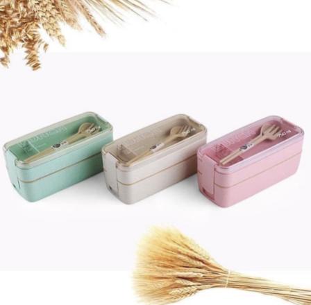 Gambar Kotak Makan Lunchbox Bekal Makan Lunch Box Susun 3 WHEAT STRAW tipe218 - 213 RNDM dari LUCKY88STAR SHOP undefined Tokopedia