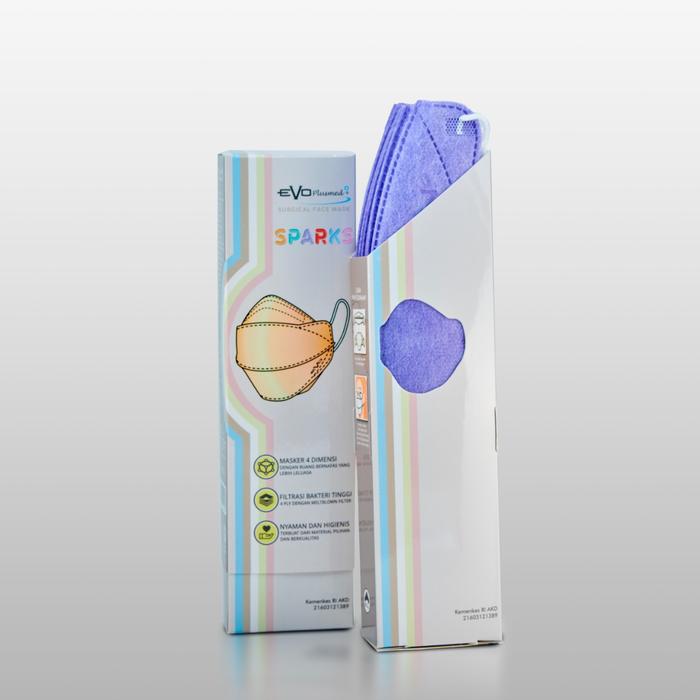 Gambar Evo Plusmed Sparks Series, Masker Medis 4PLY 10 Pcs (Warna Tidak Mix) - Lilac dari Persada Medika undefined Tokopedia