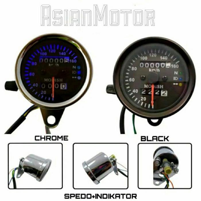 Gambar Speedometer Kilometer LED Motor Universal Bulat - Hitam dari Asian Motor_NEW undefined Tokopedia
