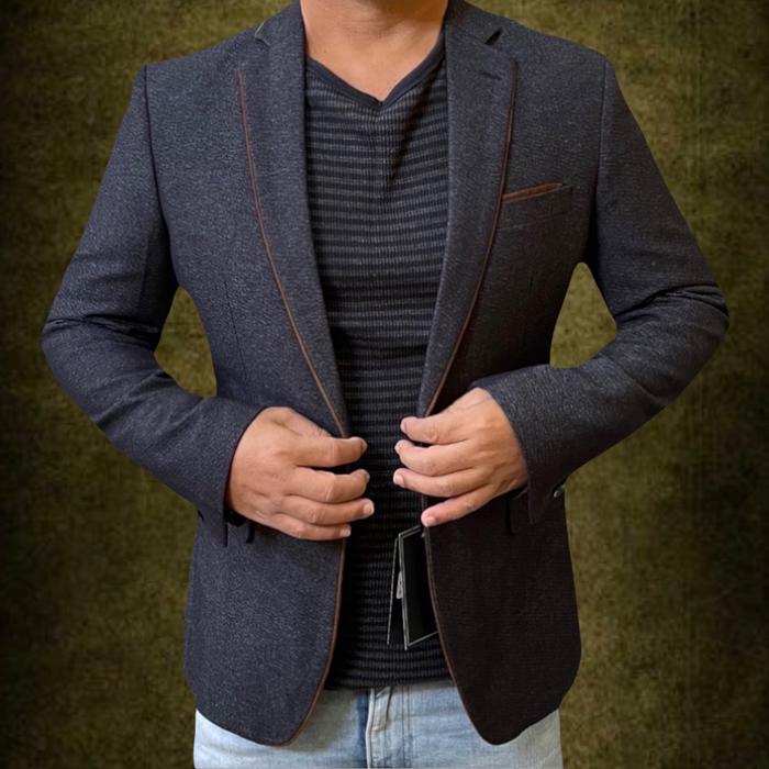 Gambar Slim fit dark grey blazer pria semi formal fashion casual blazer jas - Dark grey, 46/M dari NEXTLAND undefined Tokopedia