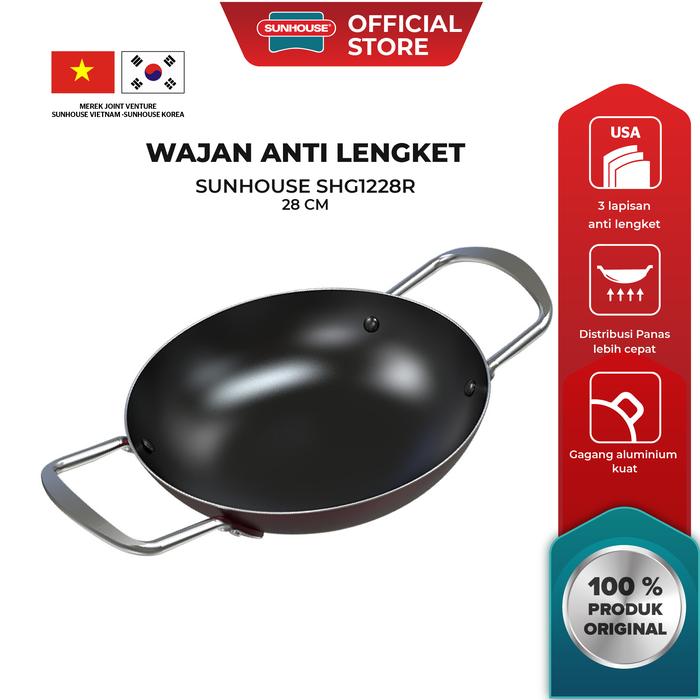 Gambar Sunhouse (SHG1228R) Wajan Pan Anti Lengket Hitam Merah 28 cm 1 Pcs dari Sunhouse Indonesia undefined Tokopedia