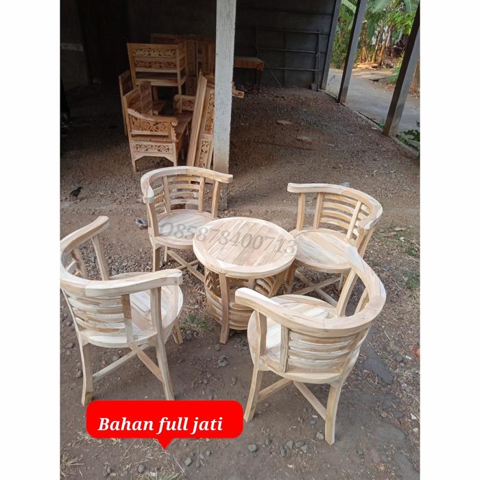 Gambar READY STOK kursi teras kayu jati mentahan | kursi tamu teras minimalis - 4 kursi 1 meja dari andigundil567 undefined Tokopedia