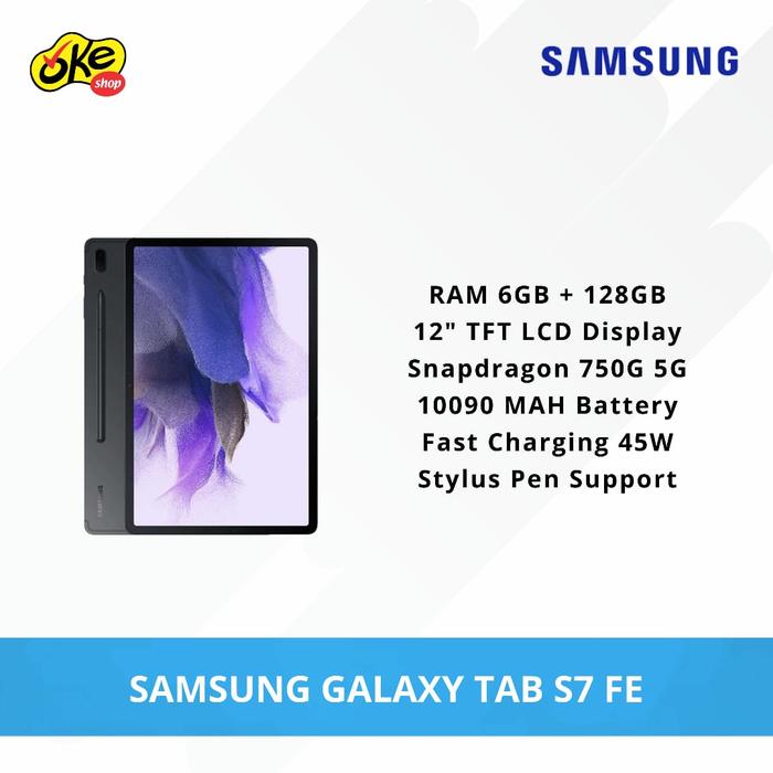 Gambar Samsung Galaxy Tab S7 FE 5G ( 6GB / 128GB ) - Hitam dari OkeShop WTC Surabaya undefined Tokopedia