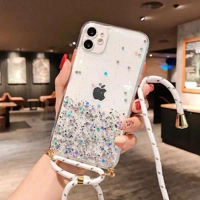 Gambar CASE CASING GLITTER LIST WARNA + TALI IPHONE 13 PROMAX 13 PRO 13 - Hitam, 13mini dari Ainun store 2022 undefined 5 Tokopedia