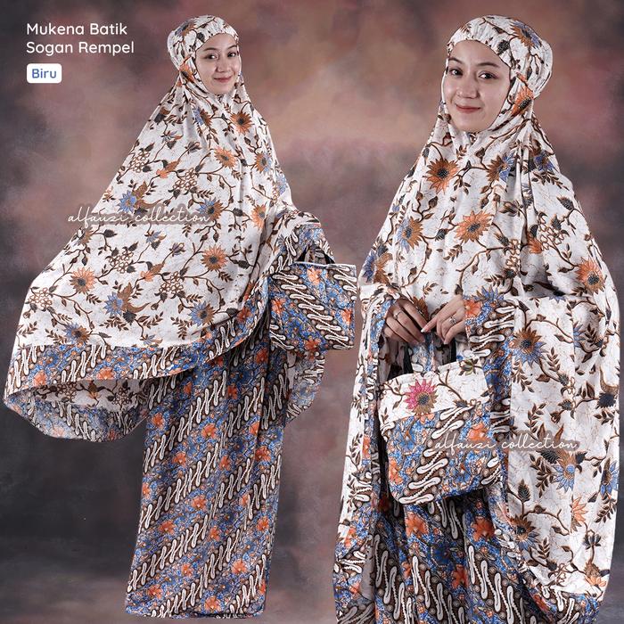 Gambar Mukena Bali Daun Putih - Biru dari ALFAUZI COLLECTION undefined Tokopedia