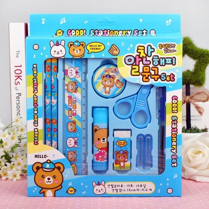 Gambar SUNFAY STUDY SET PAKET ALAT TULIS SEKOLAH 10 in 1 IMPORT - Biru Muda dari Sunfay_Store undefined Tokopedia