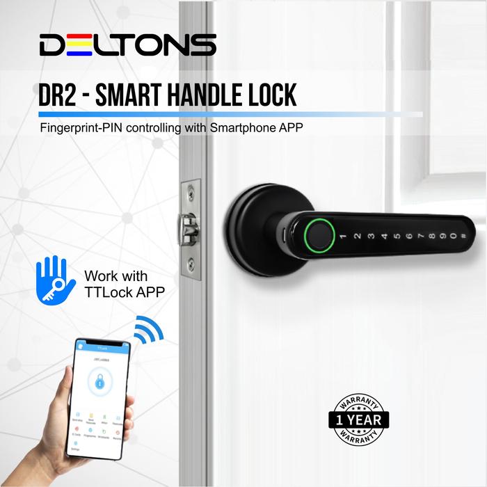 Gambar Smart Lock Fingerprint DR2 Simple Handle Digital Door Lock - Single Latch dari DELTONS Store undefined Tokopedia