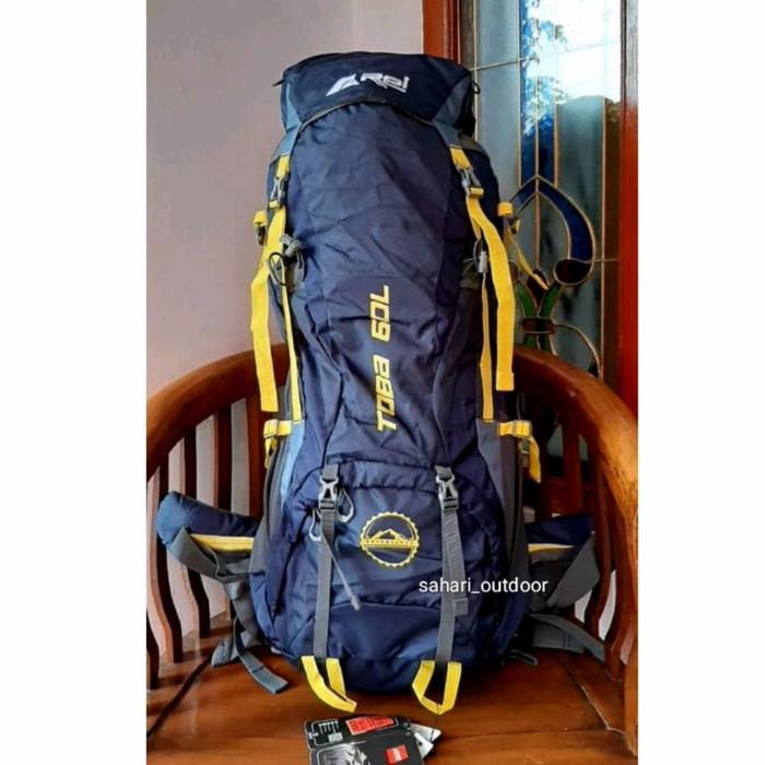 Gambar tas gunung original carrier arei/rei toba 60L include cover bag - navy dari Sahari outdoor undefined Tokopedia