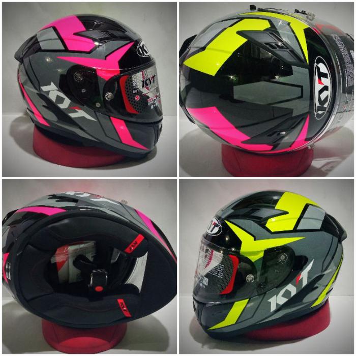 Gambar KYT HELM FALCON FR MOTIF RAID FLAT VISOR BLACK FUXIA YELLOW FLUO - Raid Fuxia, M dari jodoh Helmet undefined Tokopedia