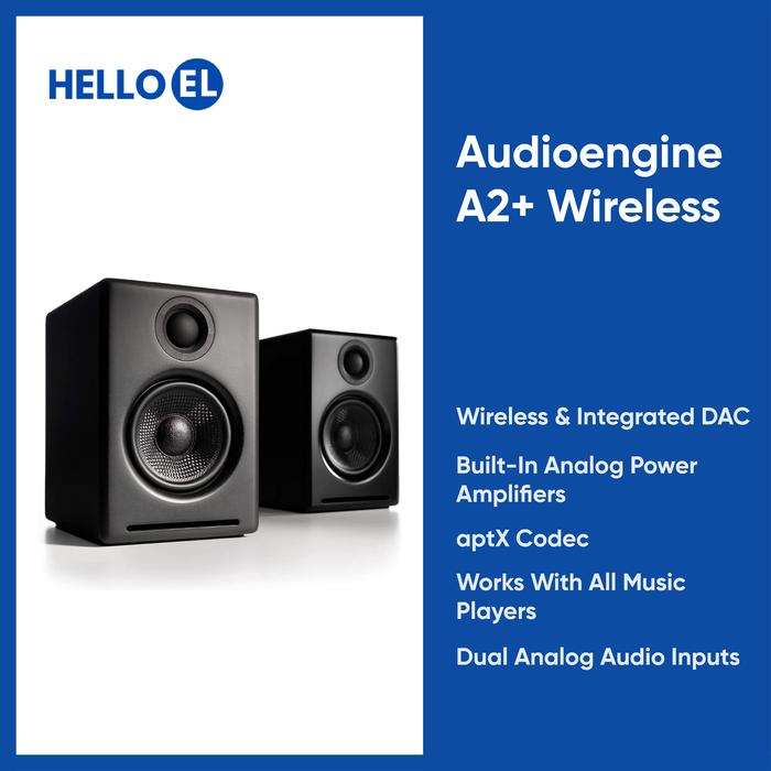 Gambar Audioengine A2+ A2 Plus Home Bookshelf 60W Wireless Bluetooth Speaker - Hitam, Bundle DS1 dari Hello El Official undefined Tokopedia