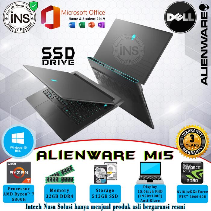 Jual Dell Alienware M15 Ryzen 5800H 32GB 512GB SSD RTX3060 6GB