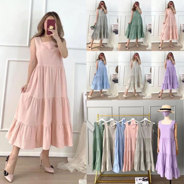 Jual A496.Samantha Sleeveless Ruffle 
