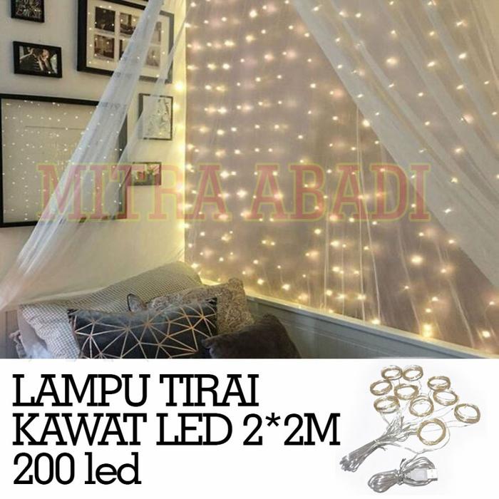Gambar Lampu Natal LED Tirai Kawat LED 200 LED 2M x 2M + Kabel USB dari Mitra Abadi Official_NEW undefined Tokopedia