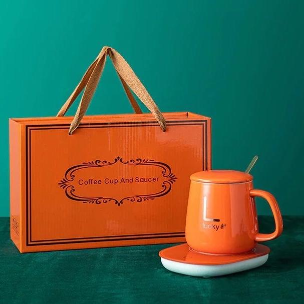 Gambar Kado hampers mug electric heating coaster xmas wedding birthday gift - Orange dari Violettsky undefined Tokopedia