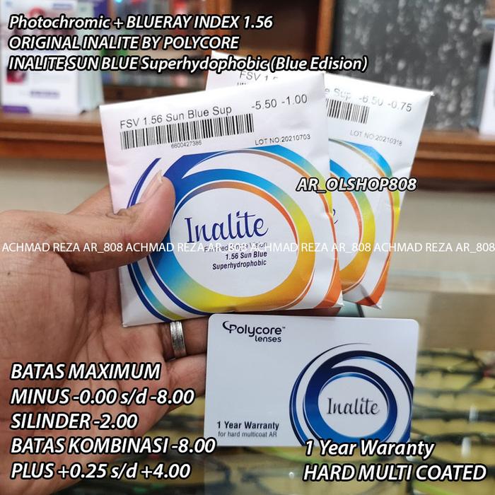 Gambar Lensa Photochromic + Blueray Polycore Inalite Fsv 1.56 Sun Bluecromic dari Ar-olshop808 undefined Tokopedia