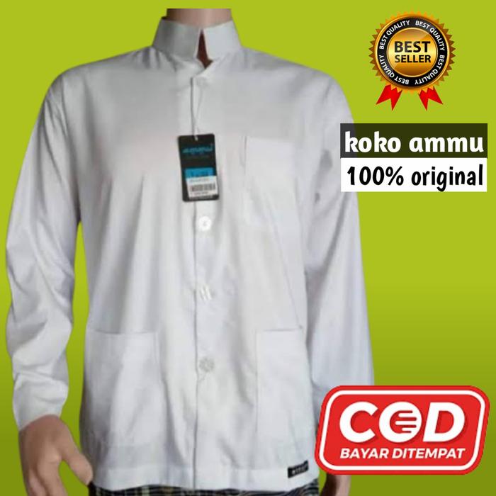 Gambar baju koko haibah remaja pria dewasa lengan panjang amu ammu original - Putih, S dari azka store 313 undefined Tokopedia