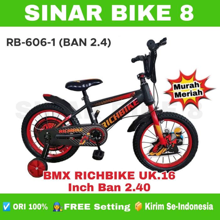 Gambar Sepeda Anak Laki BMX 16 Inch RICHBIKE Ban 2.40 - Red dari Toko Sepeda Sinar Bike 8 undefined Tokopedia
