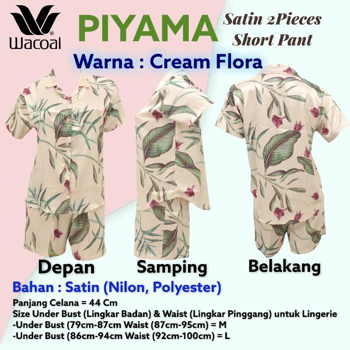Gambar Wacoal Piyama 2 Pieces Set Celana Panjang / Pendek Silk Baju Tidur - Pendek / Cream, L dari d3sshop undefined Tokopedia