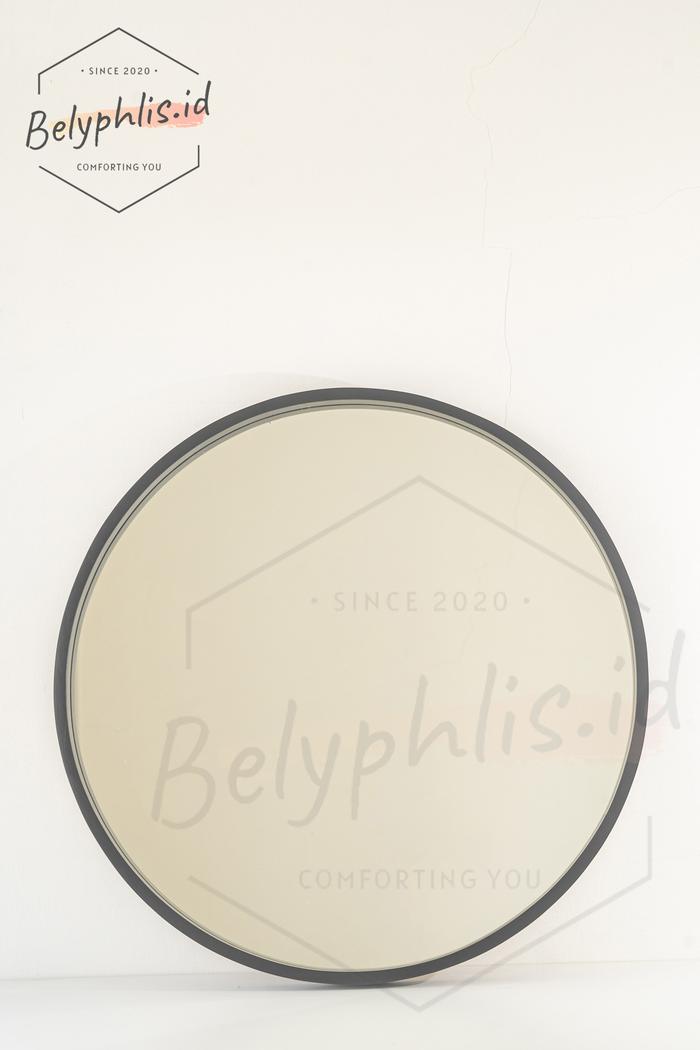 Gambar Cermin Kayu Jati Bulat 60 cm | Cermin Rias | Cermin Dinding Frame Kayu - Hitam dari Belyphlis.Id undefined Tokopedia