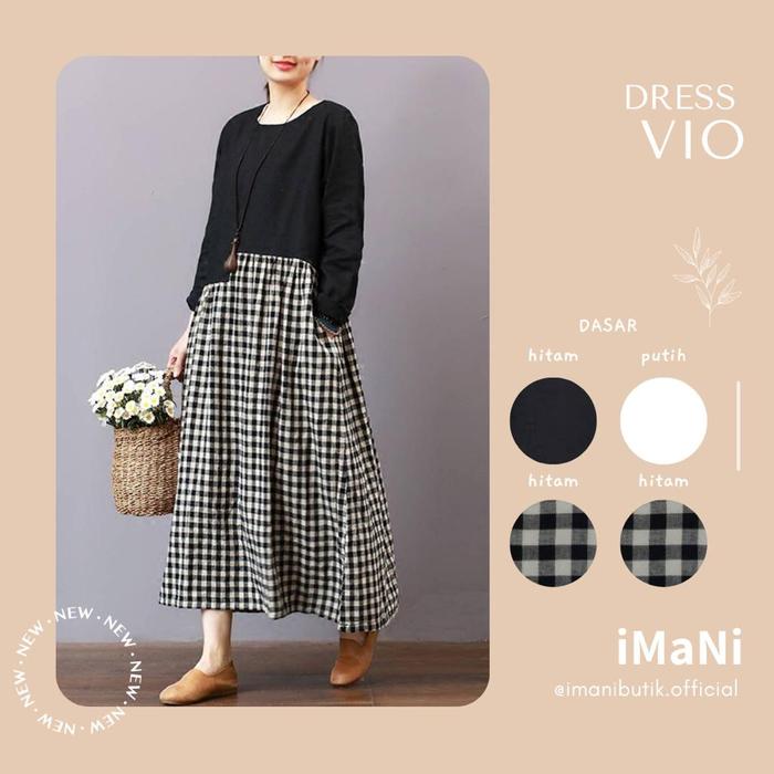Gambar Imani Butik | Dress Vio Fashion Muslim Wanita Model Polos Bahan Katun Formal Hitam Kotak Linen Zipper Kombinasi Maxi Belah Samping Casual Busui Tunik Cantik Kantor Panjang Tartan Rayon Midi Motif Gamis Atasan Batik - M dari Butik Imani Bandung undefined Tokopedia