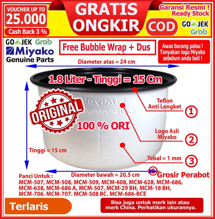 Gambar RICE COOKER MAGIC COM MINI MIYAKO 0.6 L MCM 606 609 PSG 607 - Panci ).6 L dari Anesti Shop undefined Tokopedia