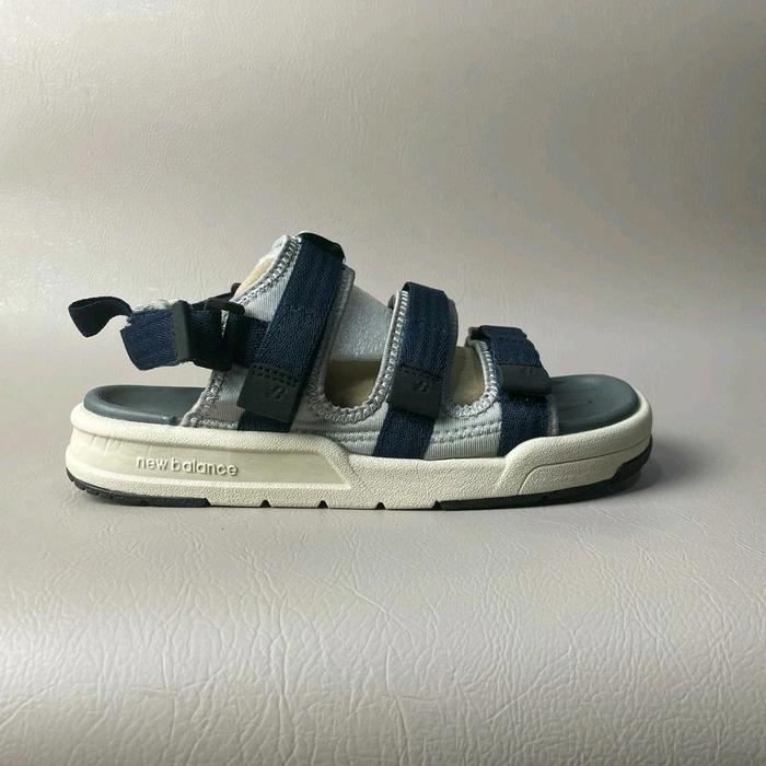sendal gunung pria wanita new balance caravan three bars premium impor  grey navy, 37