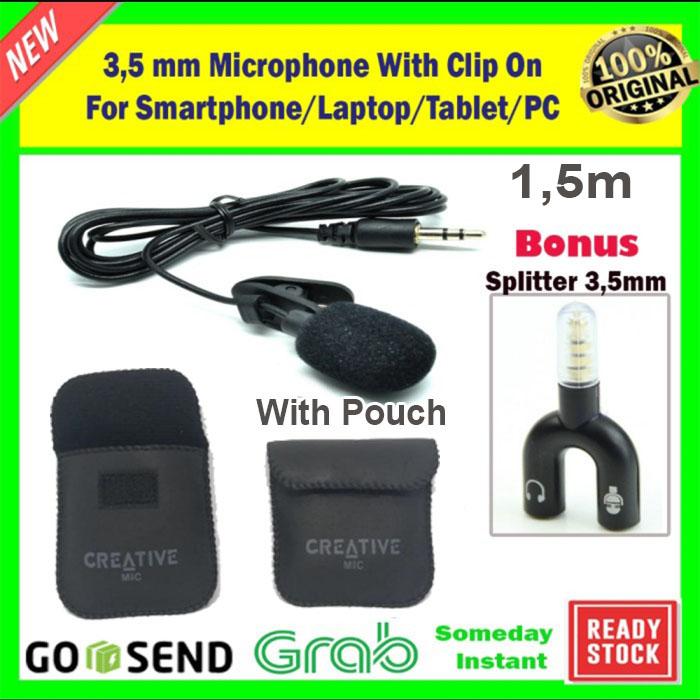 Gambar microphone with clip jack 3,5 mm mic external + splitter for PC or HP - 1,5 Meter dari Ngapakers Gallery undefined Tokopedia